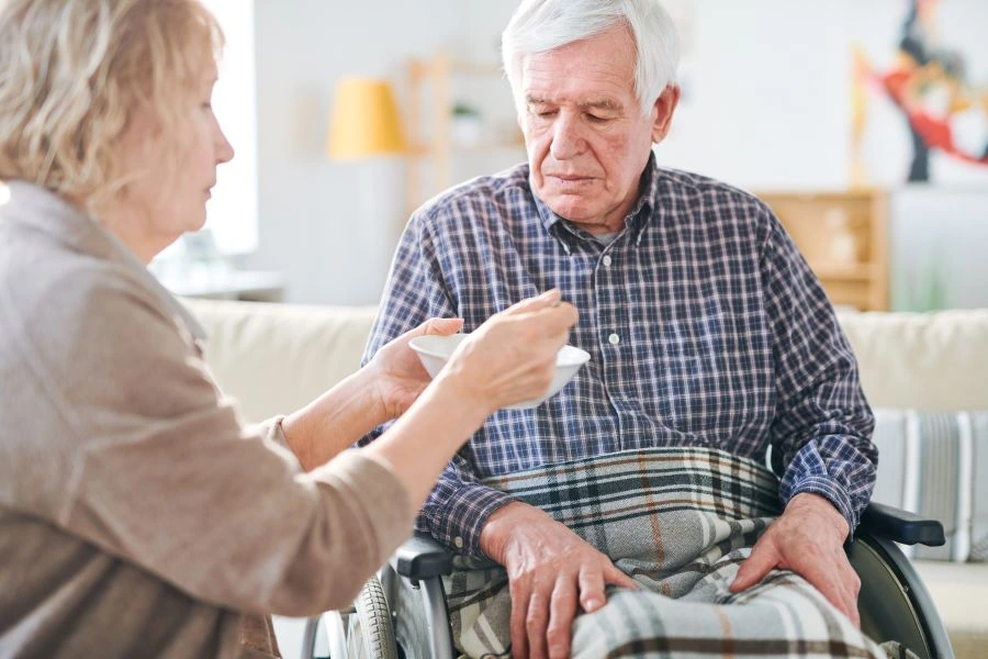Patient eating soup